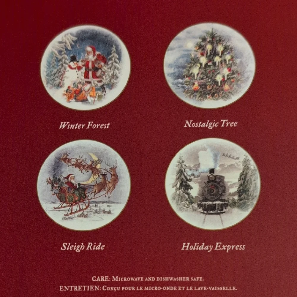 Pottery Barn Festive Santa and Train Plate Set - Picture 4 of 4
